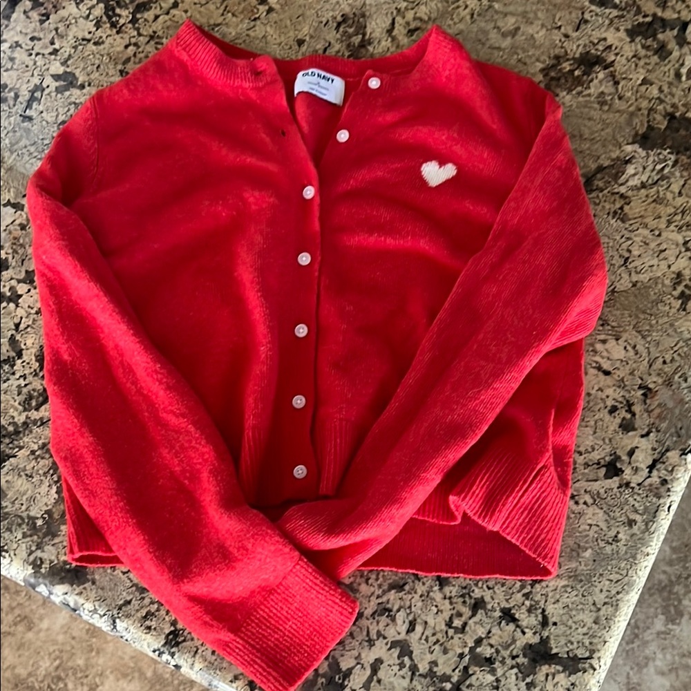 Old Navy Red Cardigan with Heart Accent